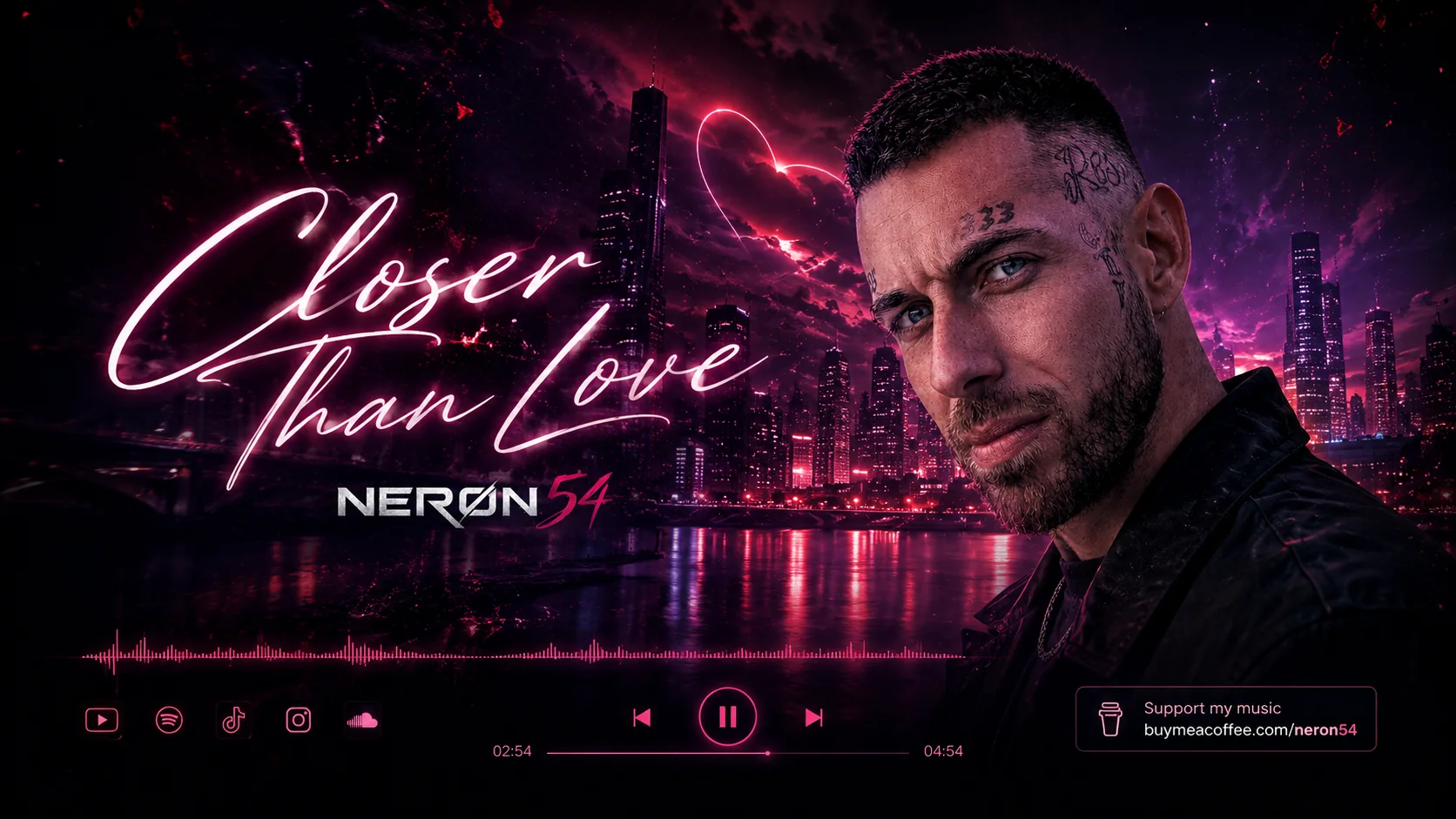 Closer Than Love Neon-Skyline-Visual von NERØN54